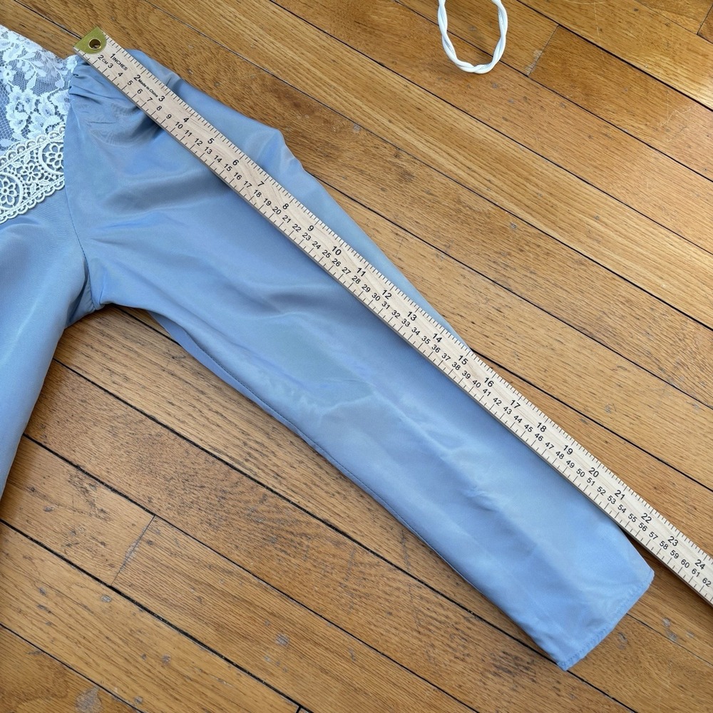 Gunne Sax by Jessica McClintock Blue Ivory Lace Vintage Dress Size 11 - Picture 14 of 15